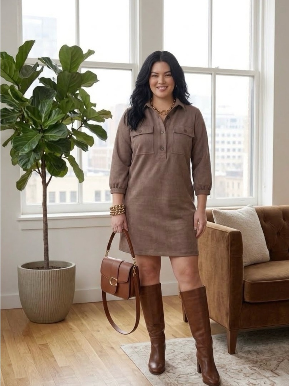 GAP NWT SOFT VEGAN SUEDE MINI DRESS~Size L